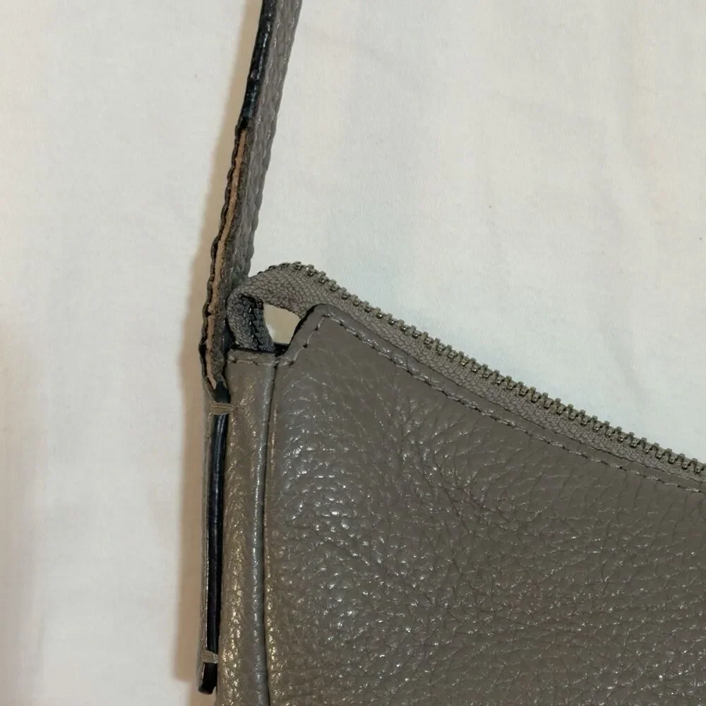 Ecco SP Small Hobo Crossbody Purse Belted Strap Pebbled Leather Gray